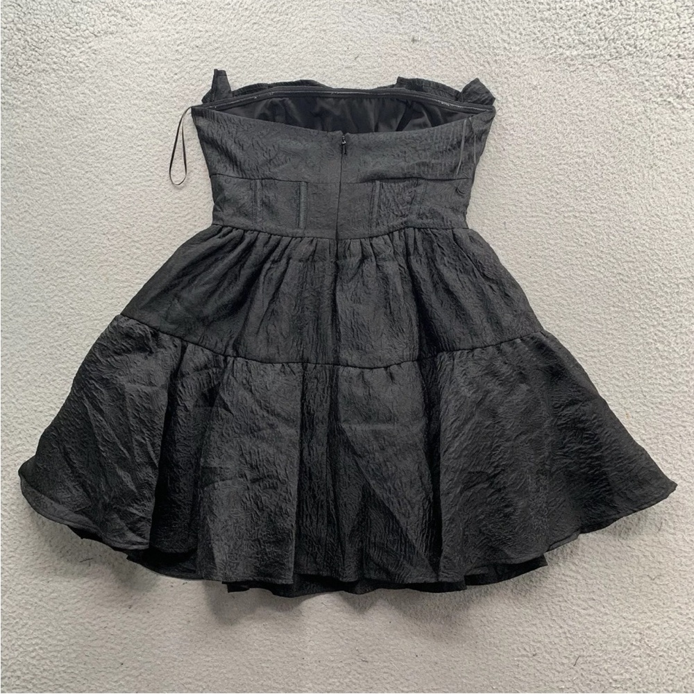 ASOS LUXE Strapless Cocktail Holiday Mini Dress US 8 Black Tiered Lined NWT - Picture 10 of 13